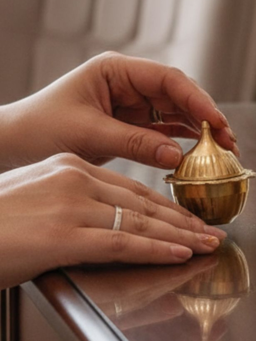 Nyra Kitchenware Yellow Textured Hand Etched Sindoor Dani Kumkum Box