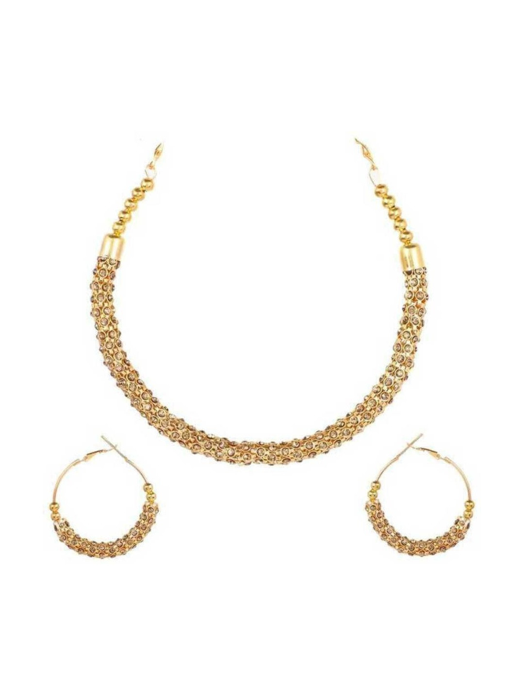 SNH EXPORT Gold Plated & Stone Studded Jewellery Set