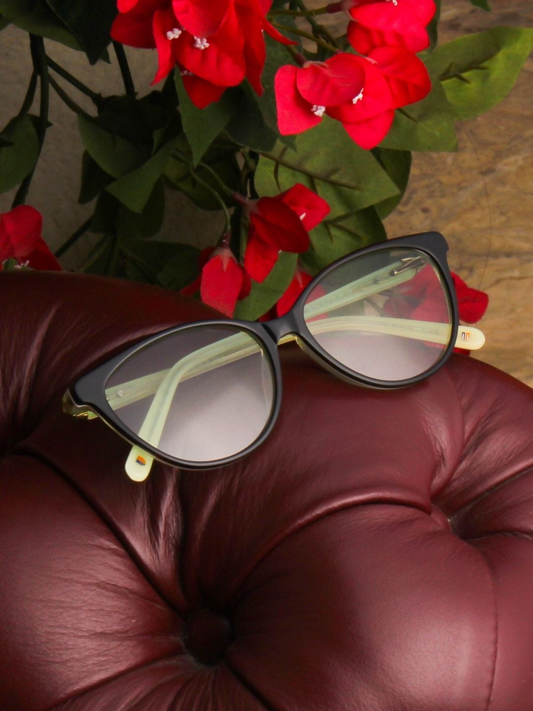 Ted Smith Women Cat-Eye Black-Green UV Protected Sunglasses With Polarized Lenses