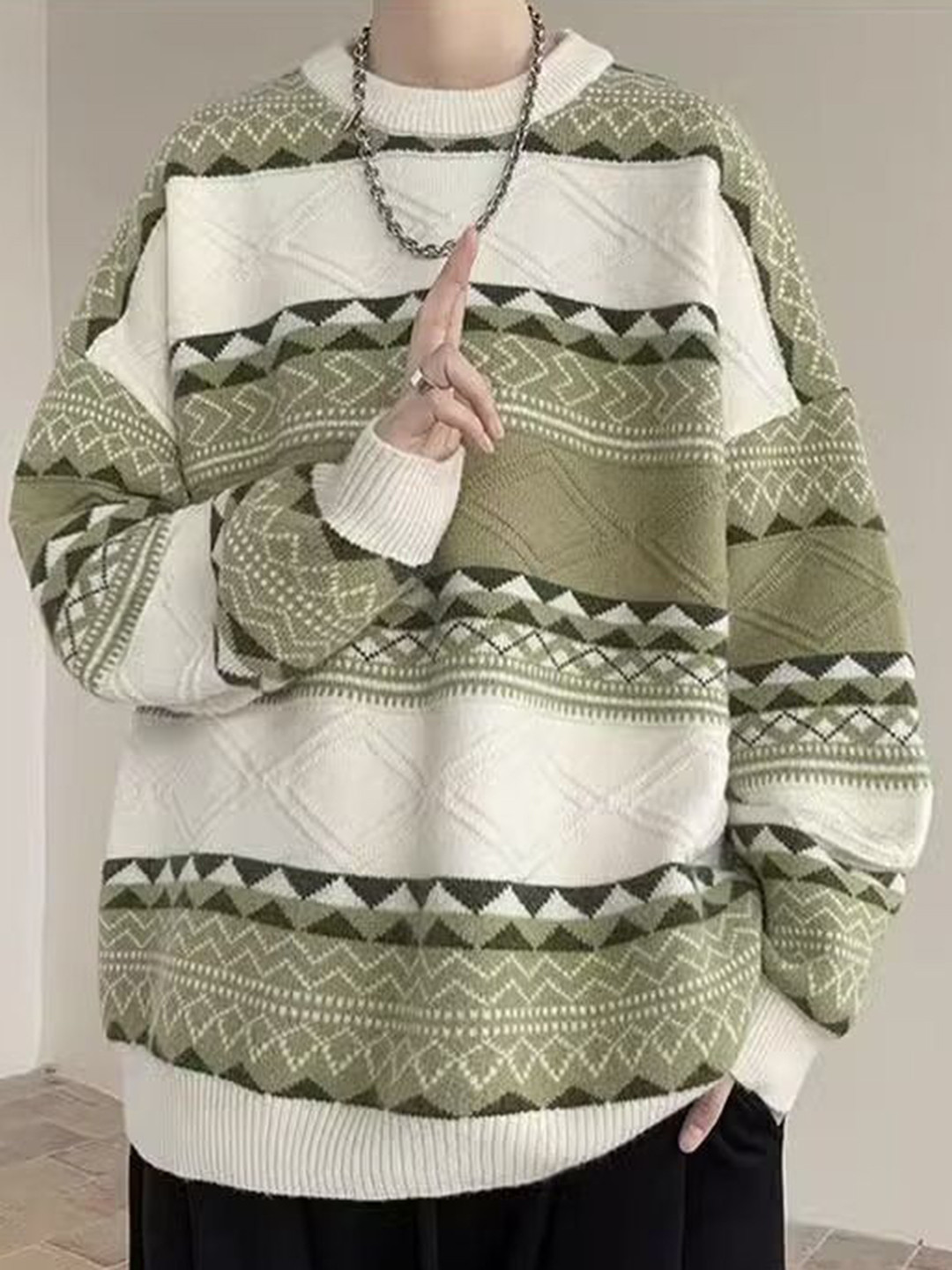 StyleCast x Revolte Striped Long Sleeves Pullover Sweater