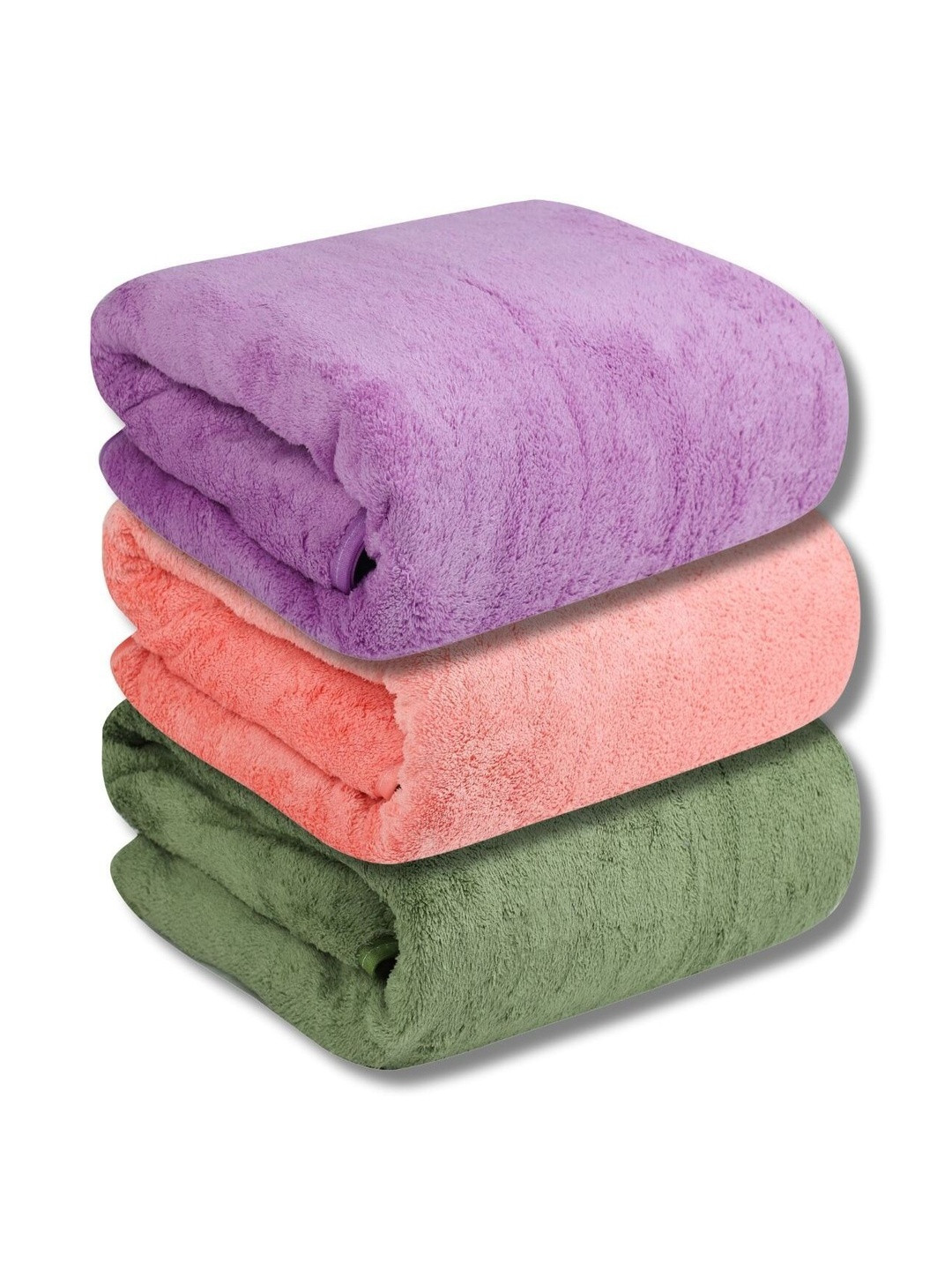 Fezora Green & Purple 3 450 GSM Bath Towel