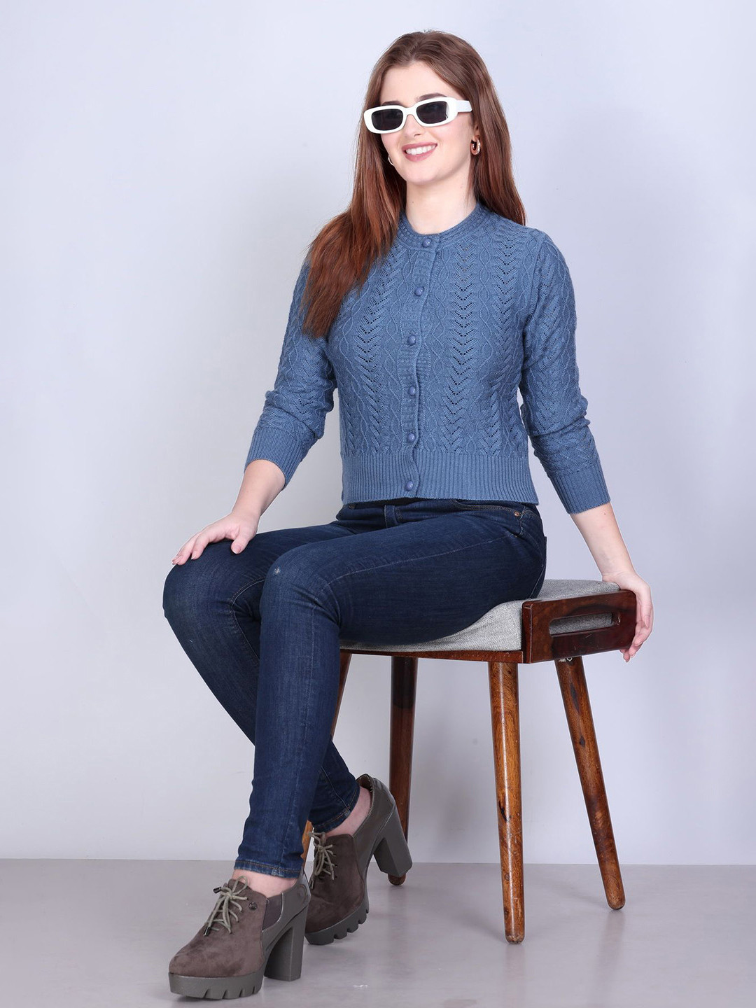 Winter Wonders Cable Knit Woollen Crop Cardigan