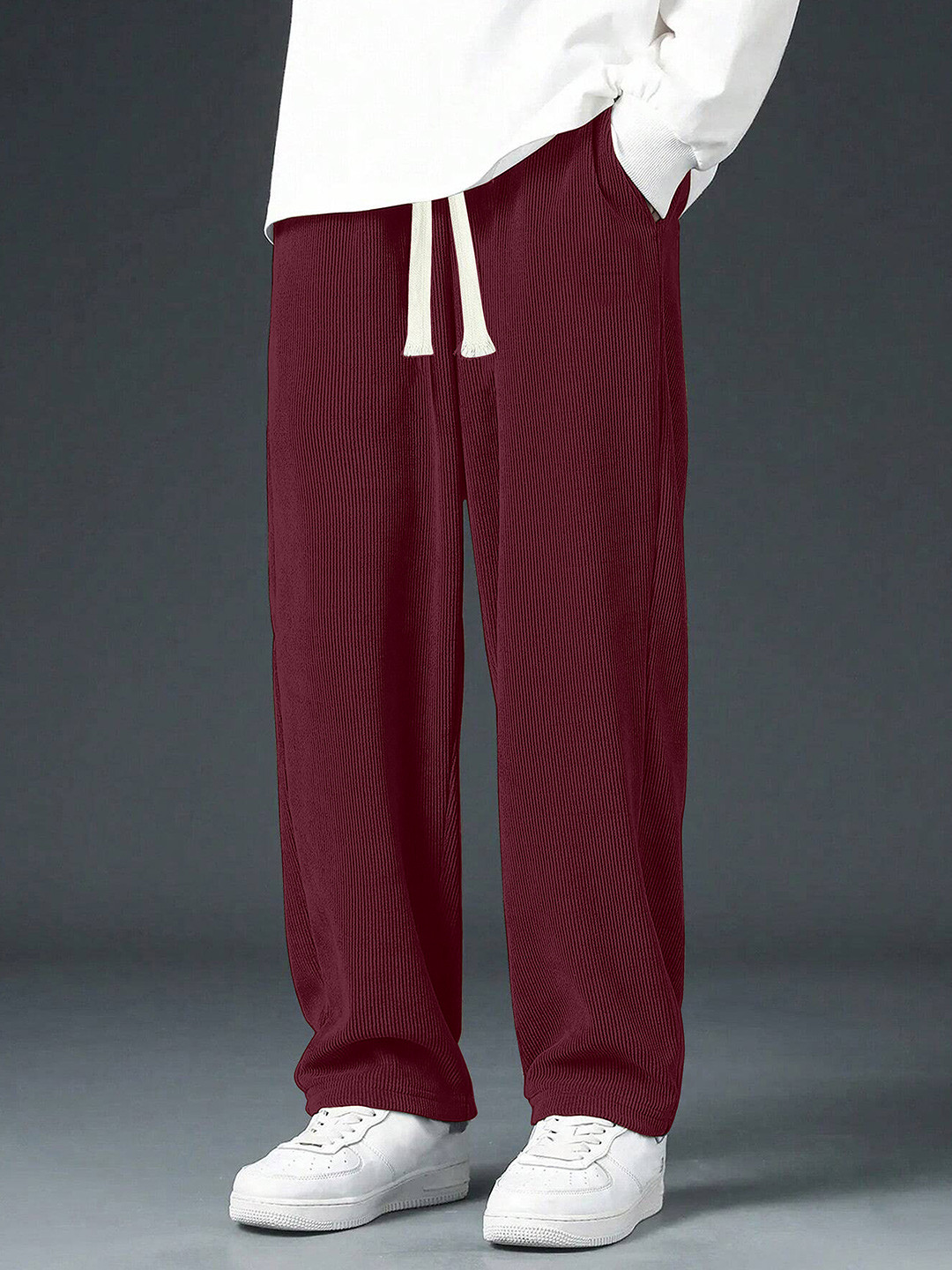 KAJARU Men Striped Chinos Trousers