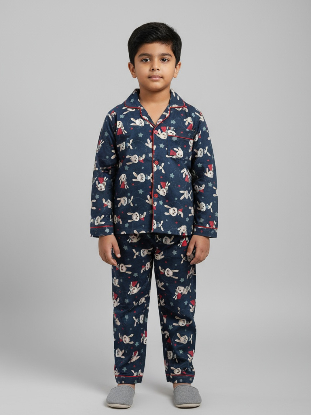 Biglilpeople Kids Graphic Printed Full Sleeves Shirt & Pyjamas Night Suit