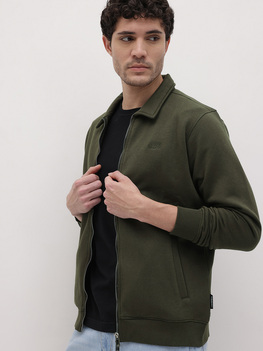 The Roadster Life Co. Spread Collar Front-Open Sweatshirt