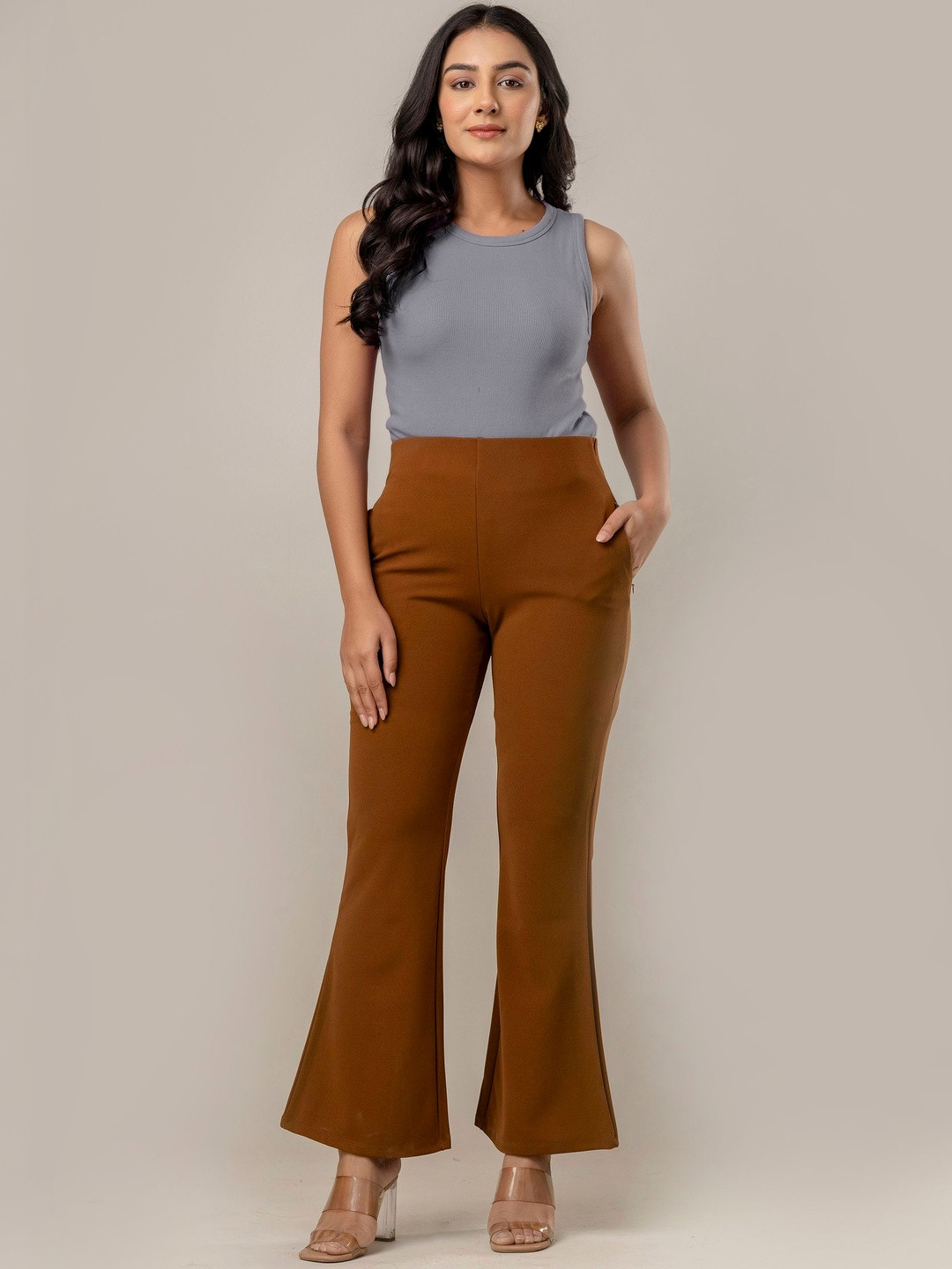 SwagSanskriti Women High-Rise Easy Wash Trousers