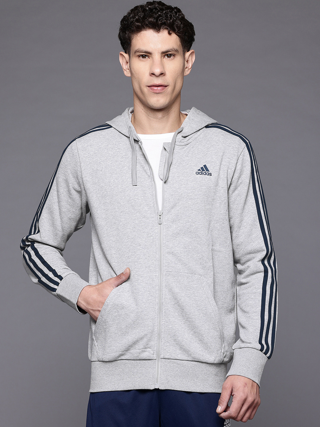 ADIDAS Hooded Training or Gym Sporty Jacket with Side Stripes
