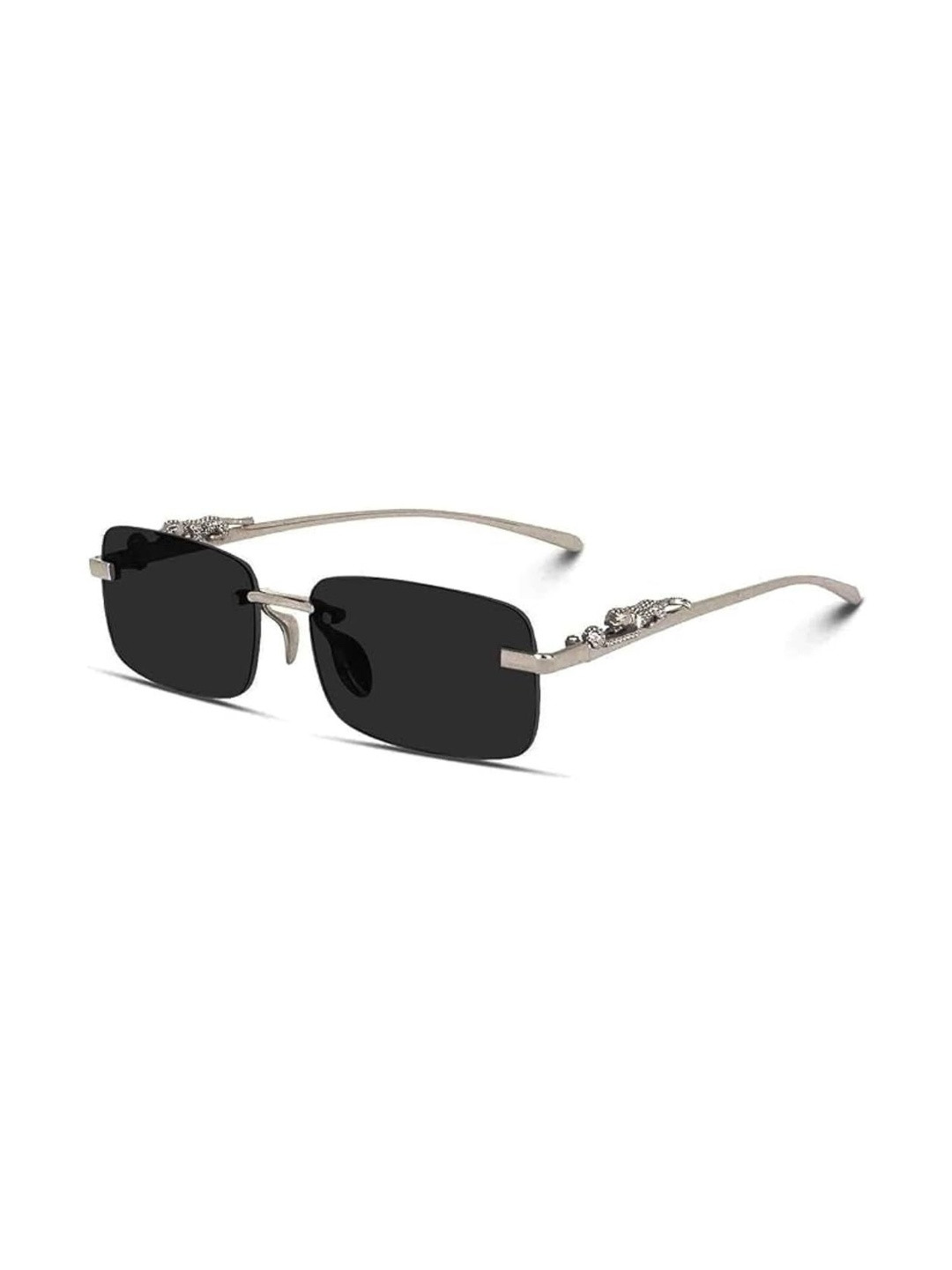 DonBaller Unisex Black Lens & Silver-Toned Rectangle Sunglasses with