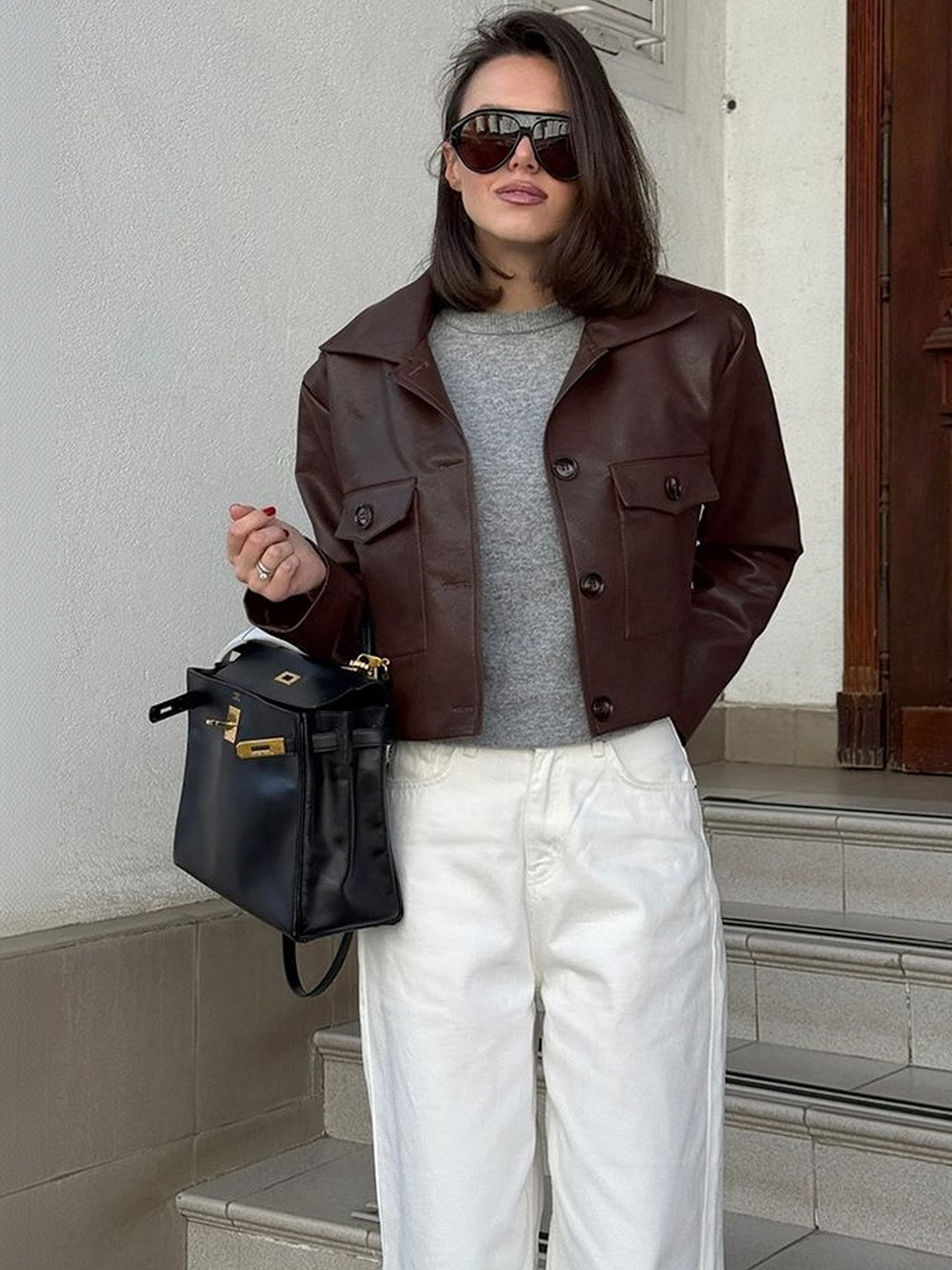 LULU & SKY Women Brown Buttoned Tailored Jacket