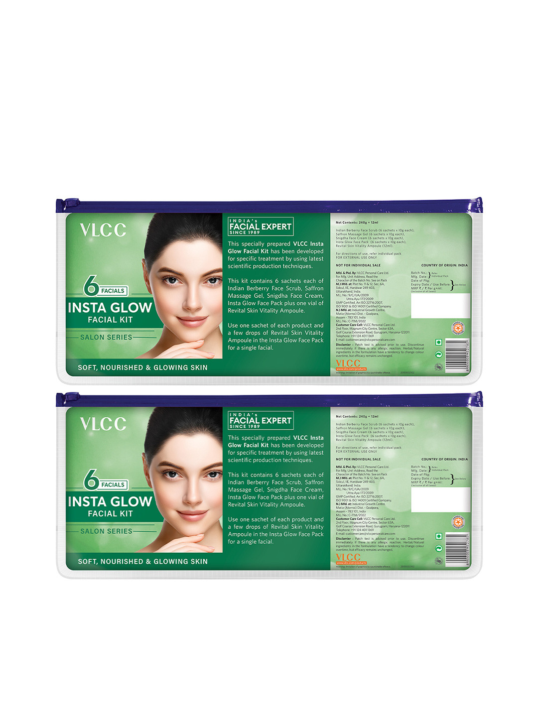 VLCC Set Of 2 Salon Series Insta Glow Facial Kit With Saffron & Berberry For Instant Glow