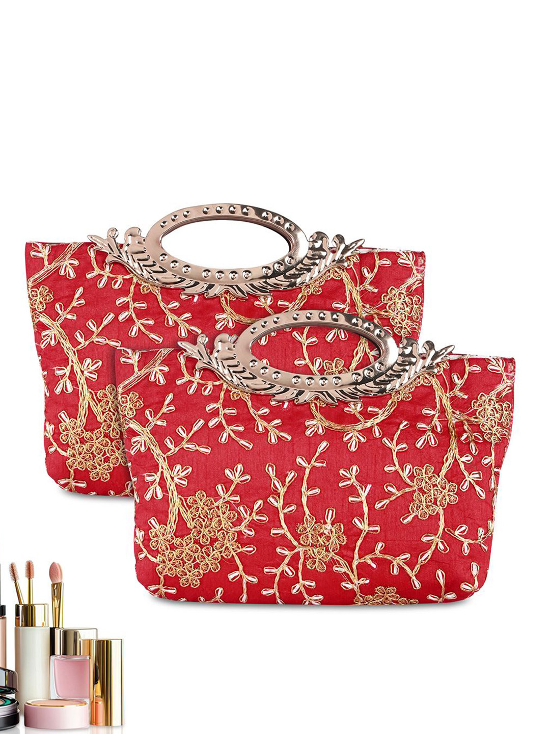 Kuber Industries Women Set Of 2 Printed Non-Detachable Sling Strap Shopper Handheld Bag