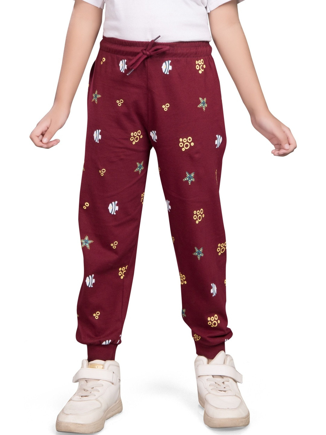 Little funky Girls All over Printed Pure Cotton Joggers Track Pants