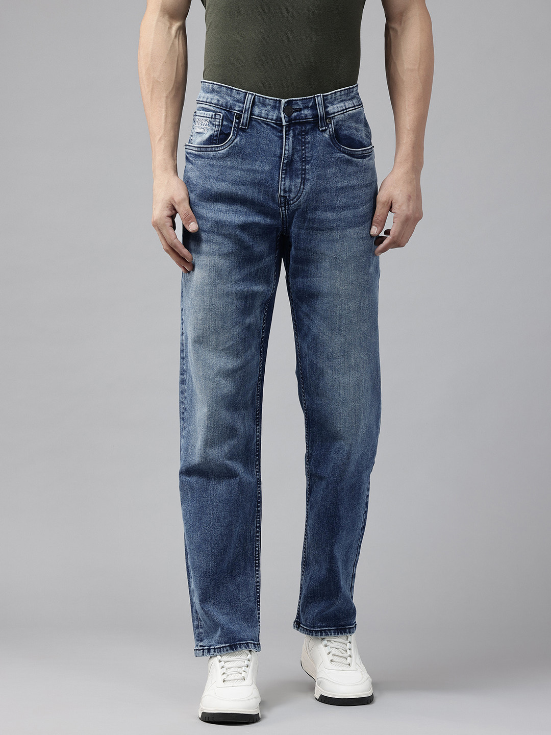 U.S. Polo Assn. Denim Co. Men Relaxed Fit Mid-Rise Heavy Fade Acid Wash Stretchable Jeans