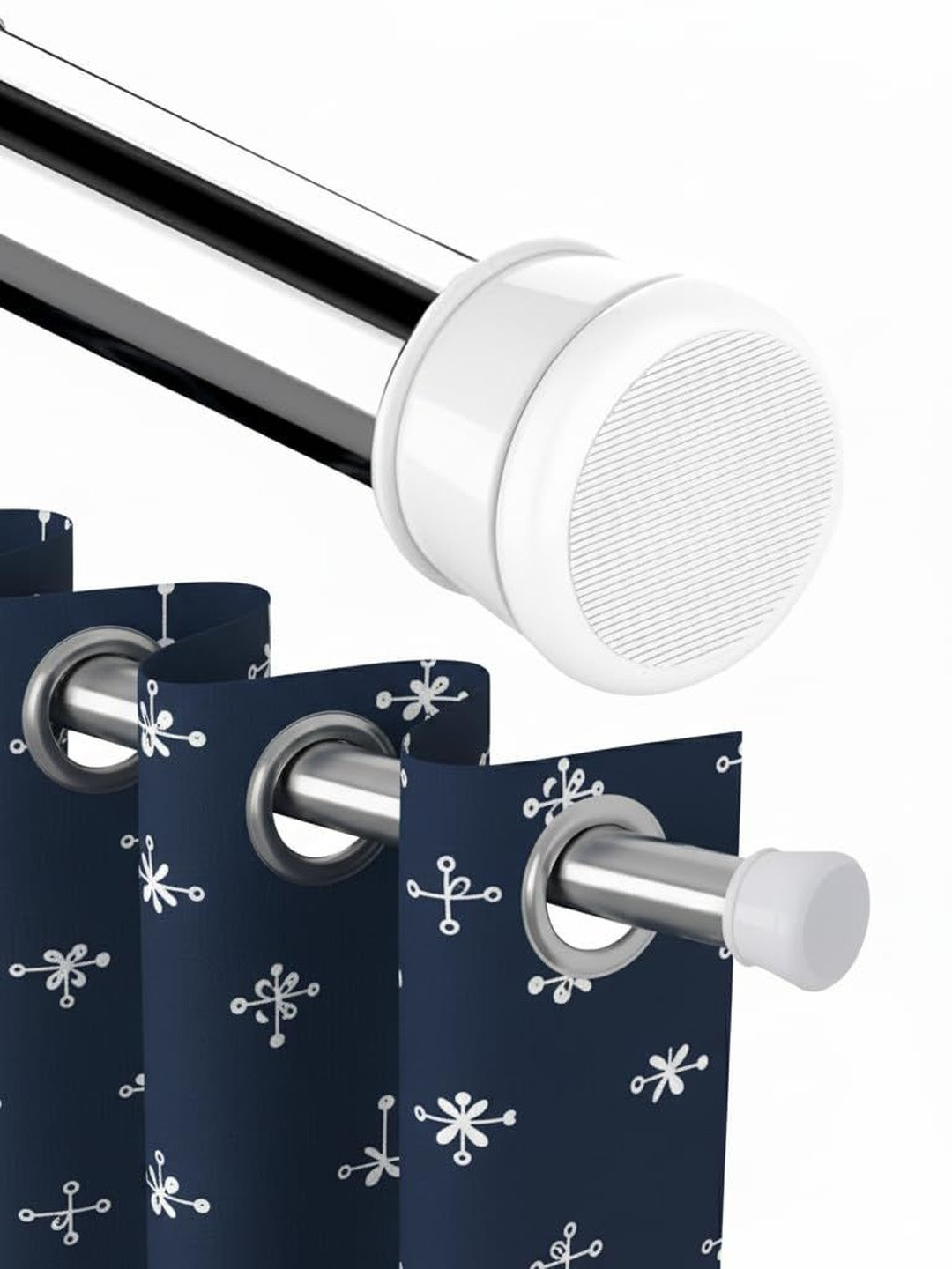 JD FRESH Glossy Stainless Steel Extendable Curtain Rod