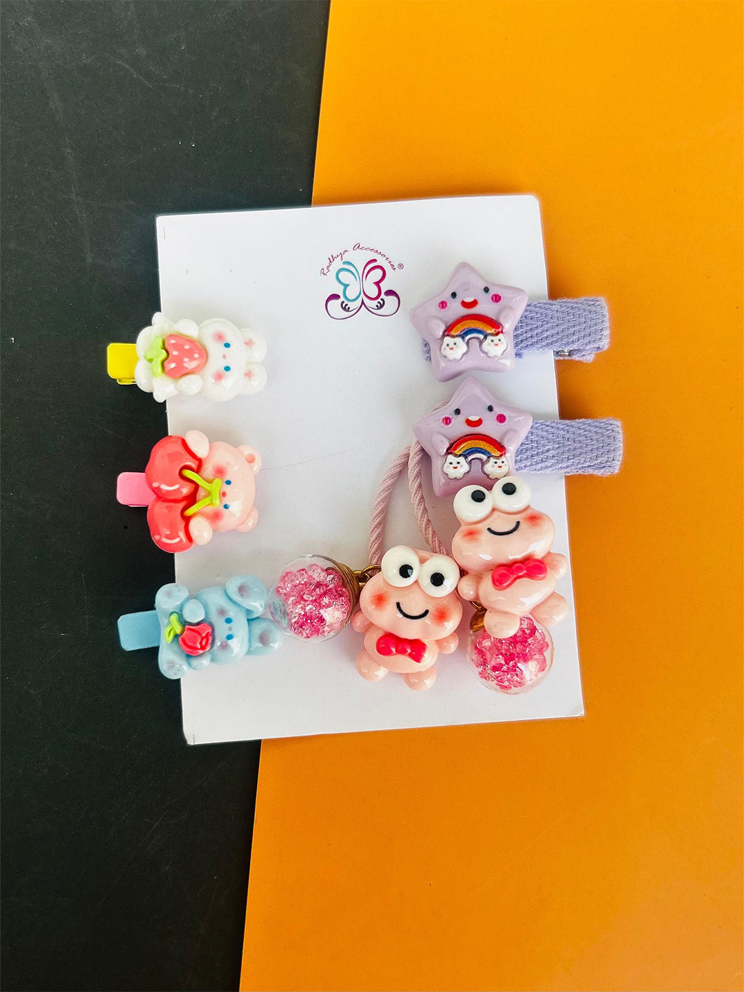 Radhya Accessories Girls Set of 6 Cute Cartoon Ponytail Holders