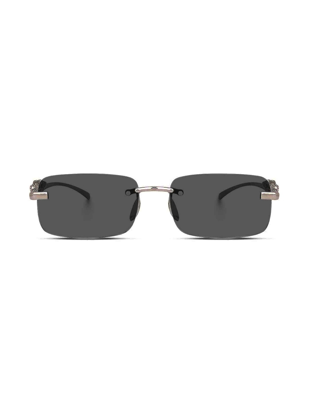 DonBaller Unisex Black Lens & Silver-Toned Rectangle Sunglasses with