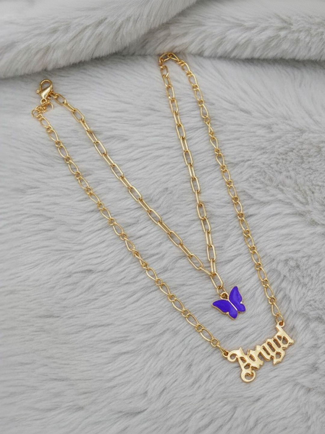 DressBerry Gold-Plated Double Layered Butterfly Angel Chain