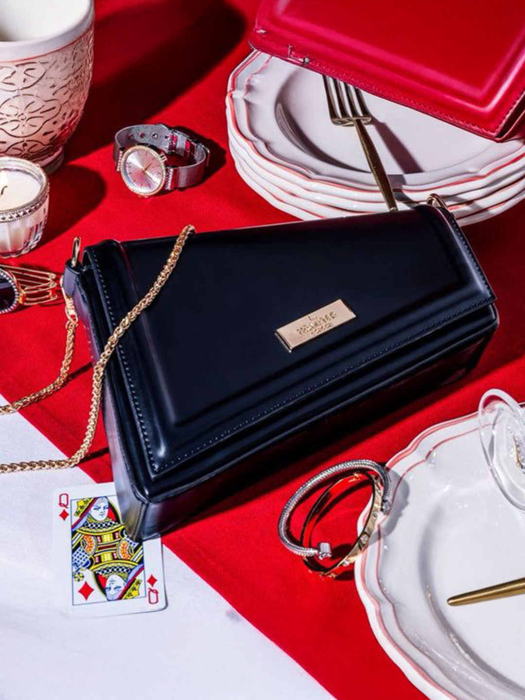 HAMSTER LONDON PU Structured Shoulder Bag with Applique