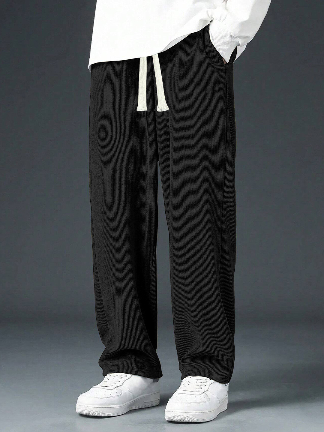 KAJARU Men Striped Chinos Trousers