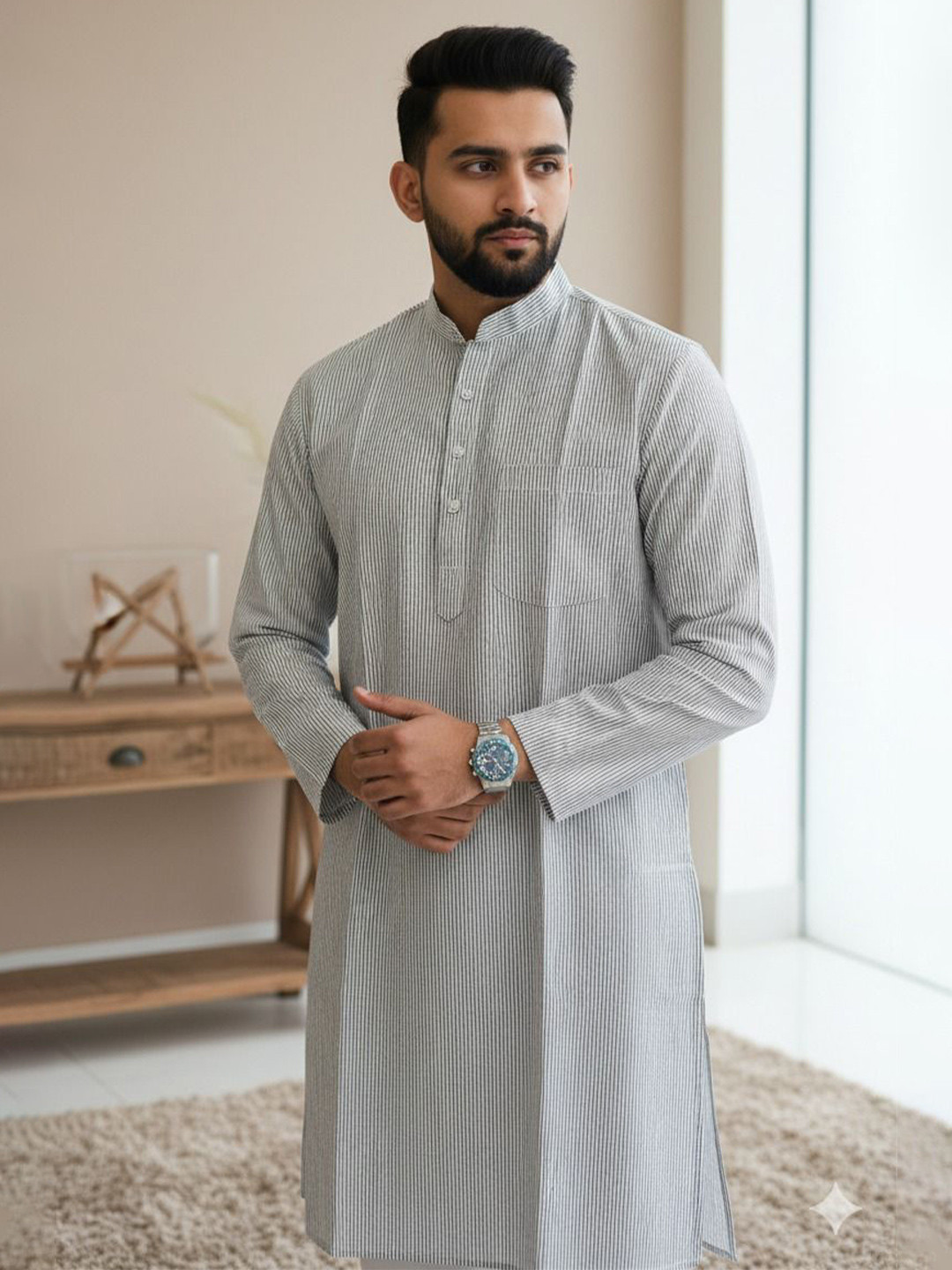 Adnika collection Men Striped Kurta