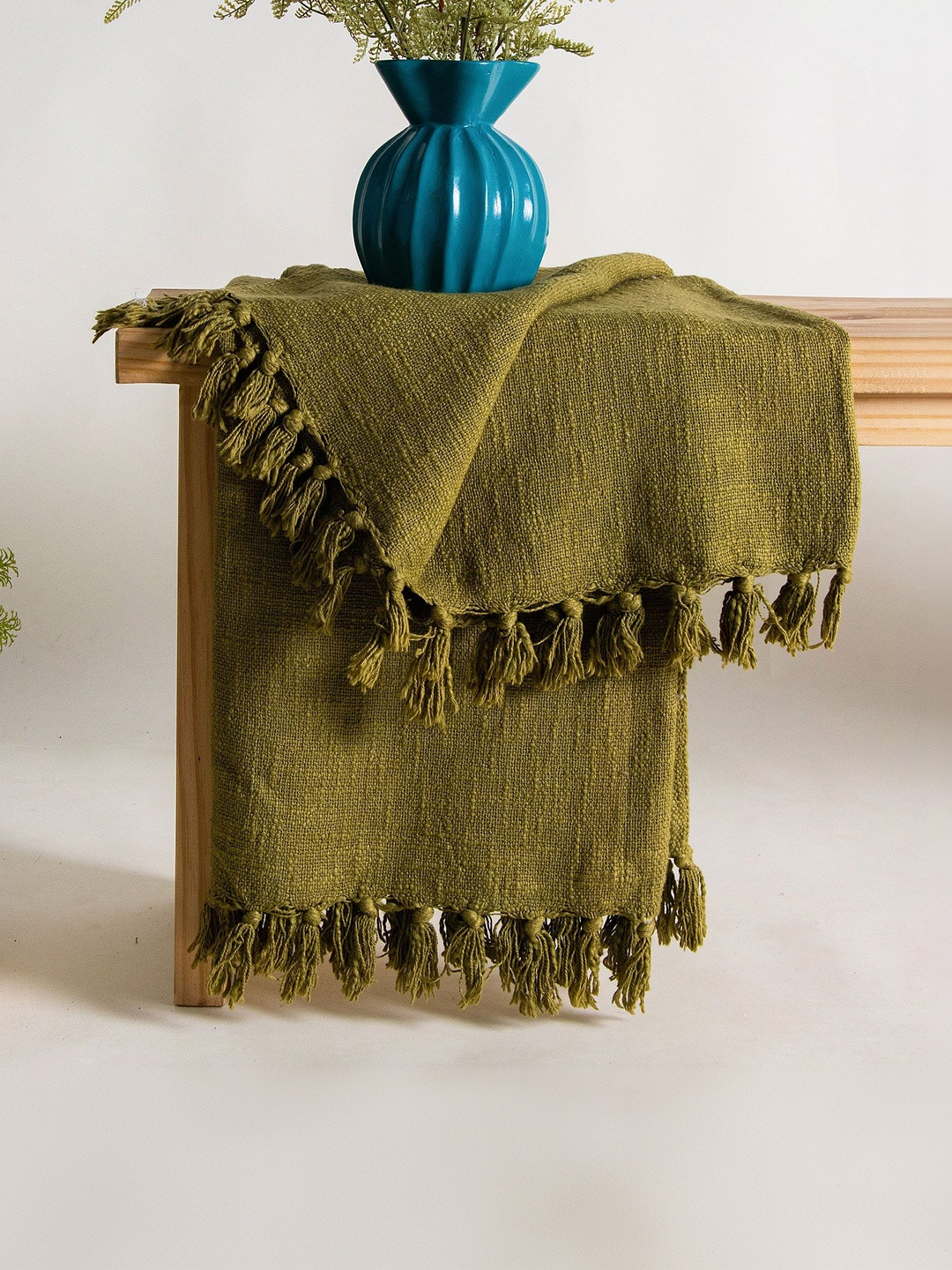 DMAASA Olive Pure Cotton Sofa Throw