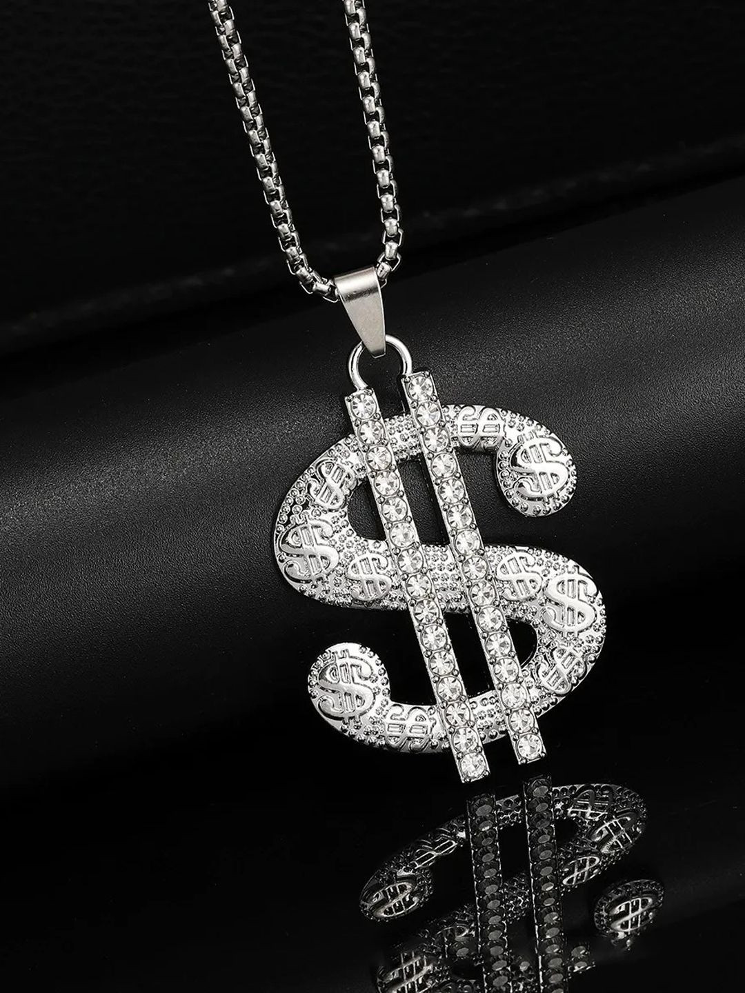 FIMBUL Silver-Plated Dollar Sign Pendant With Chain