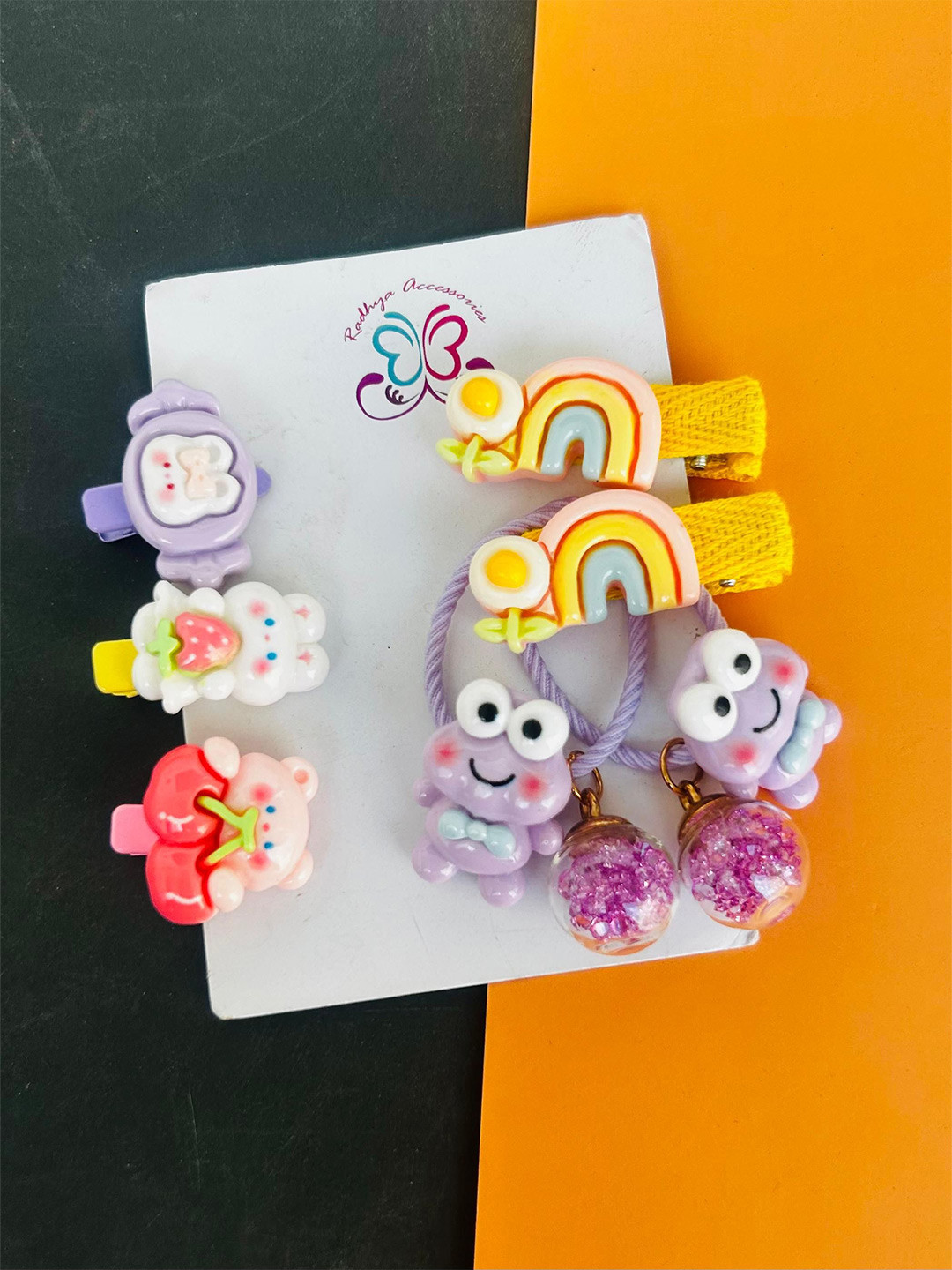 Radhya Accessories Girls Set of 6 Cute Cartoon Ponytail Holders
