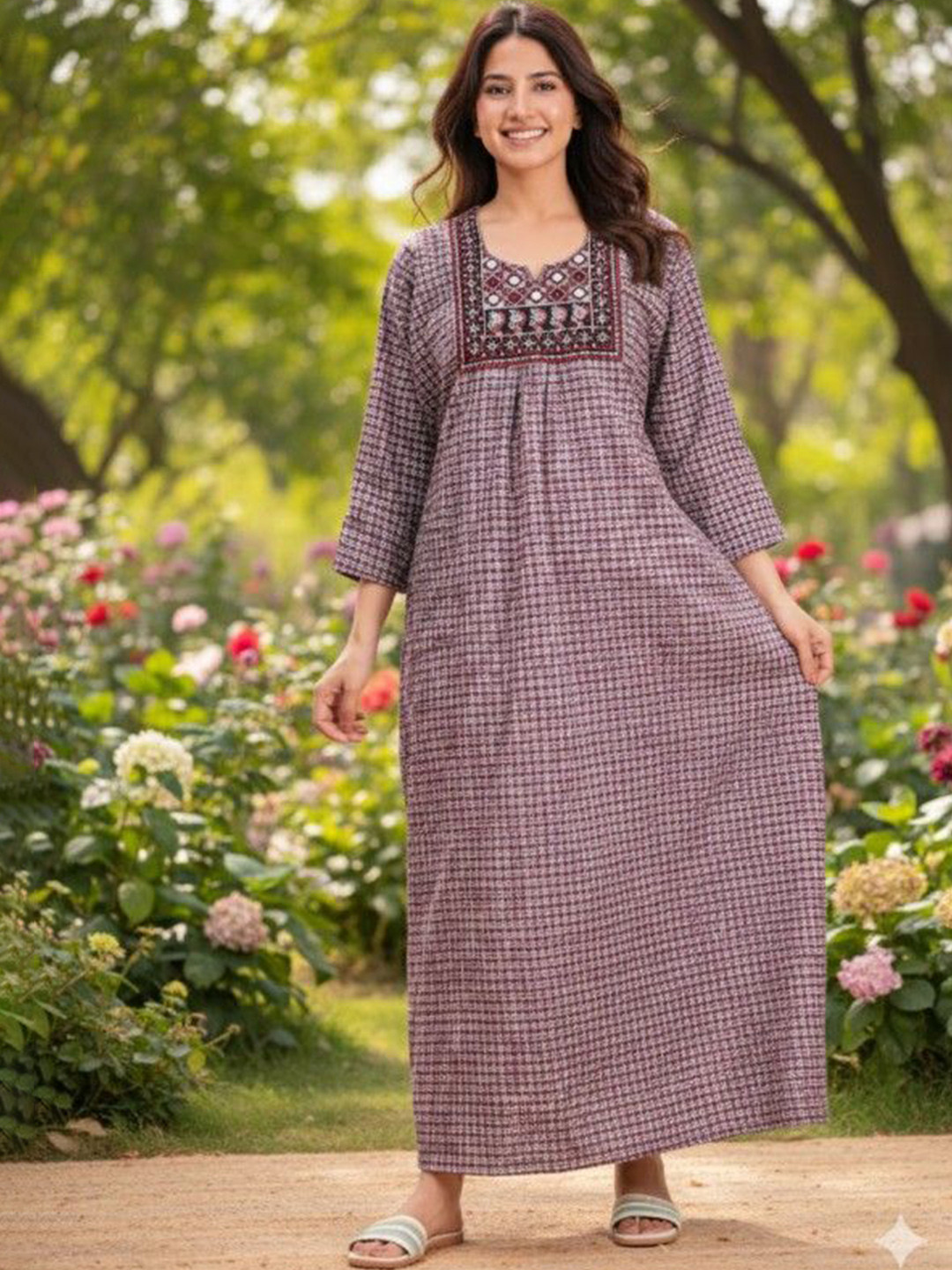 MAYA PRINT Printed Maxi Nightdress
