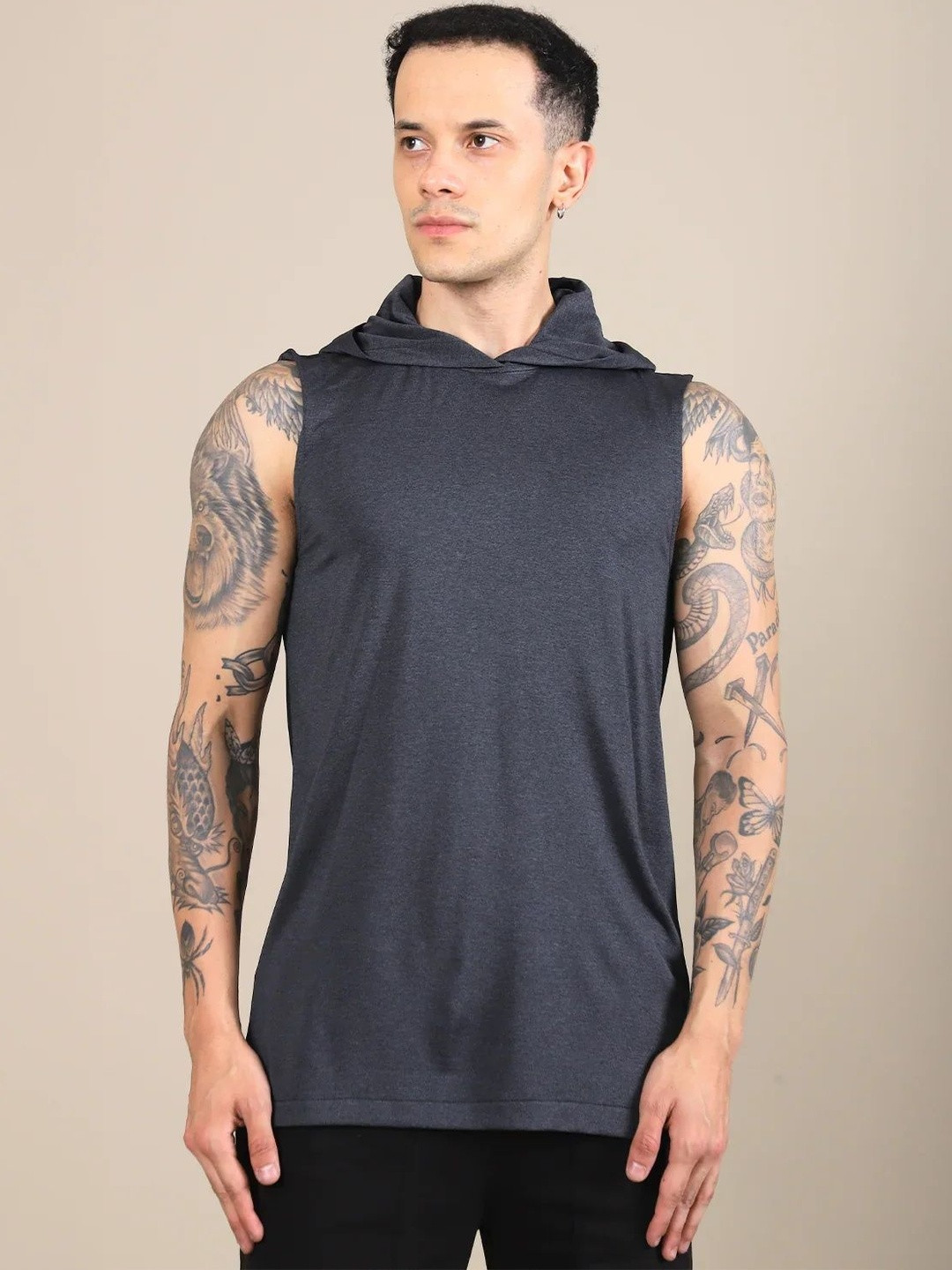 Wod Armour Men Brand Logo Hooded T-shirt