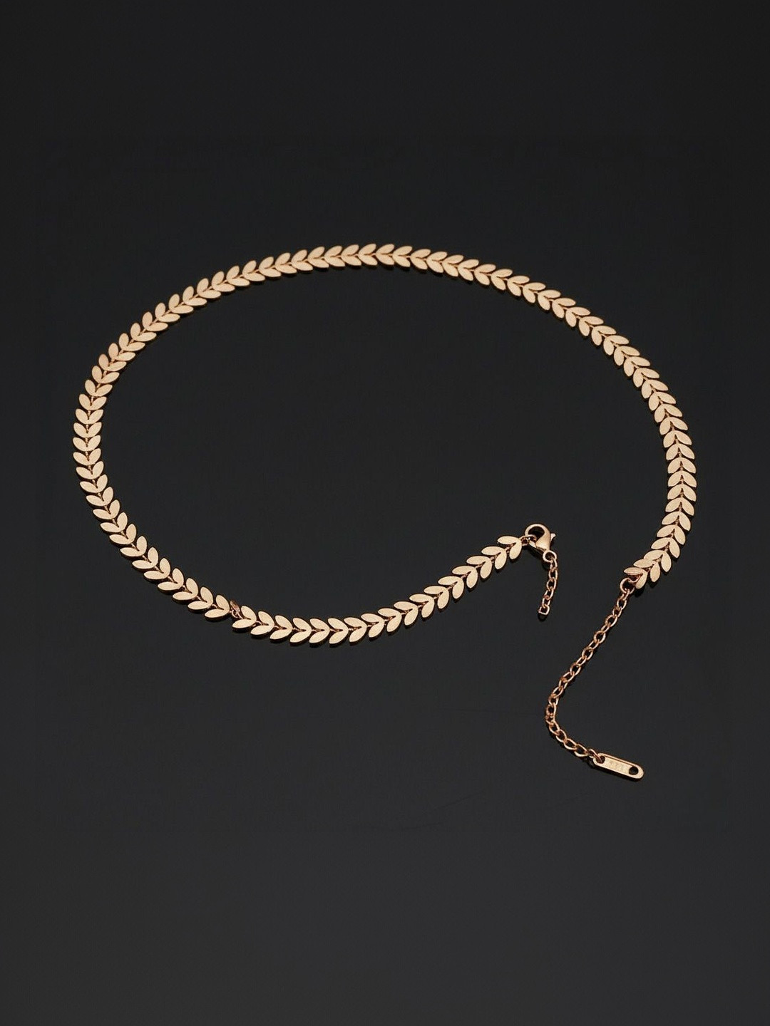 DressBerry Gold-Plated Layered Leaves Choker Minimal Necklace