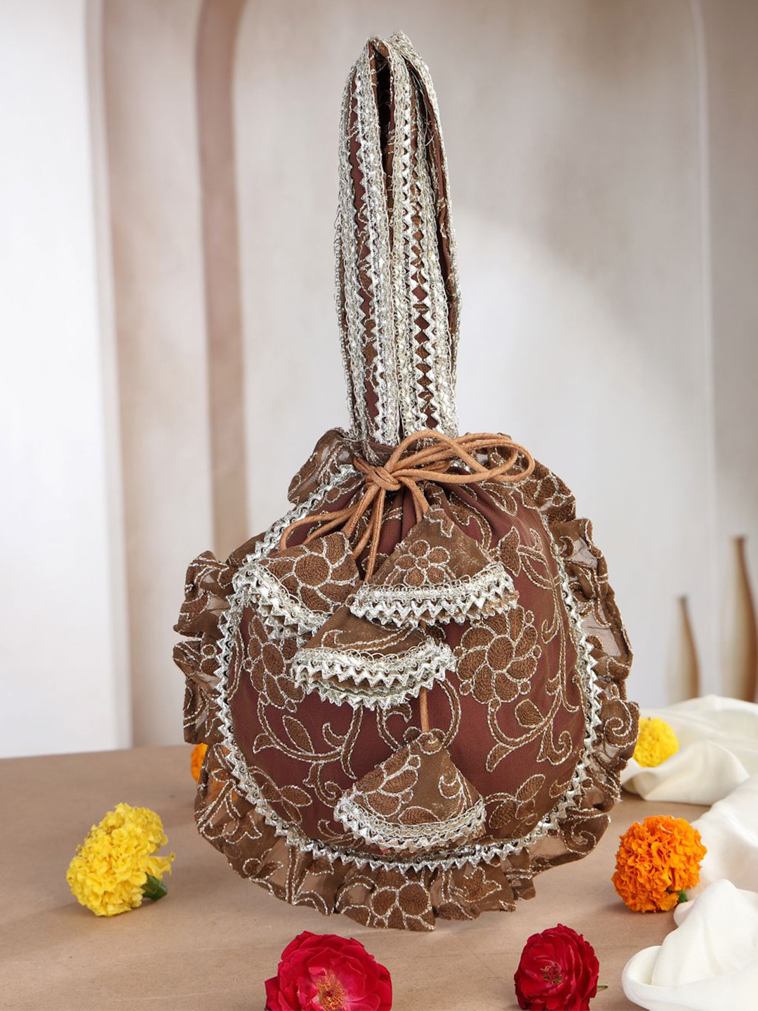 Dhrohar Embroidered Thread Work Potli Clutch