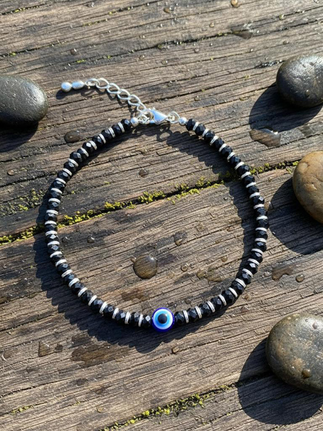 925 SILLER 925 Pure Silver Crystals Beaded Wraparound Nazariya Bracelet