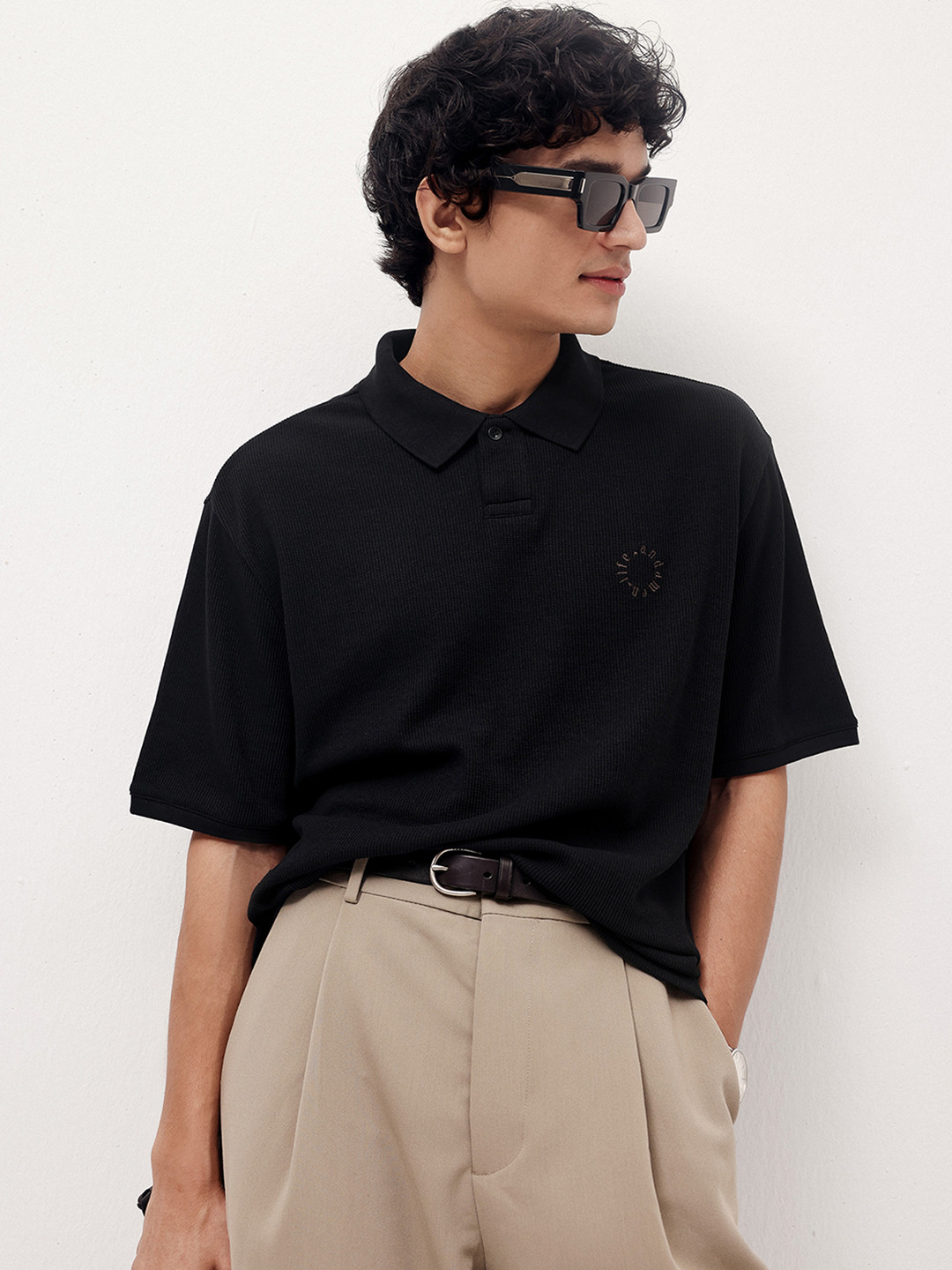 Andamen Men Casual Artwork Cotton Relaxed Fit Polo