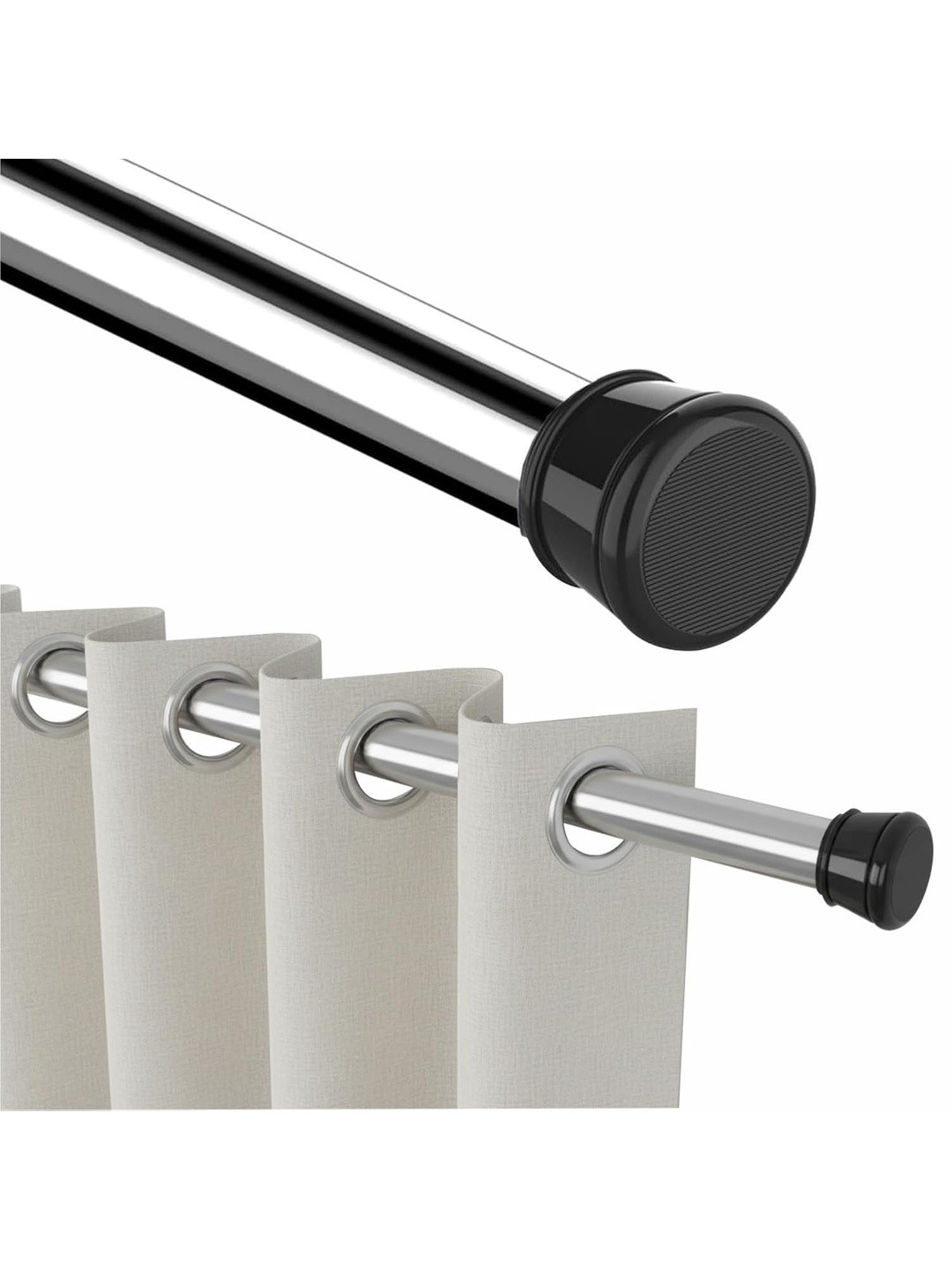JD FRESH Silver-Toned Stainless Steel Extendable Curtain Rod