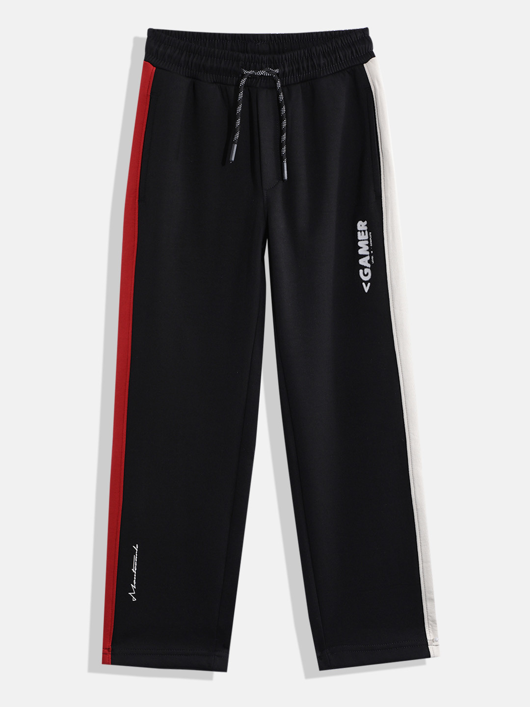 Monte Carlo Boys Typography Print Detail Mid-Rise Track Pants with Side Taping