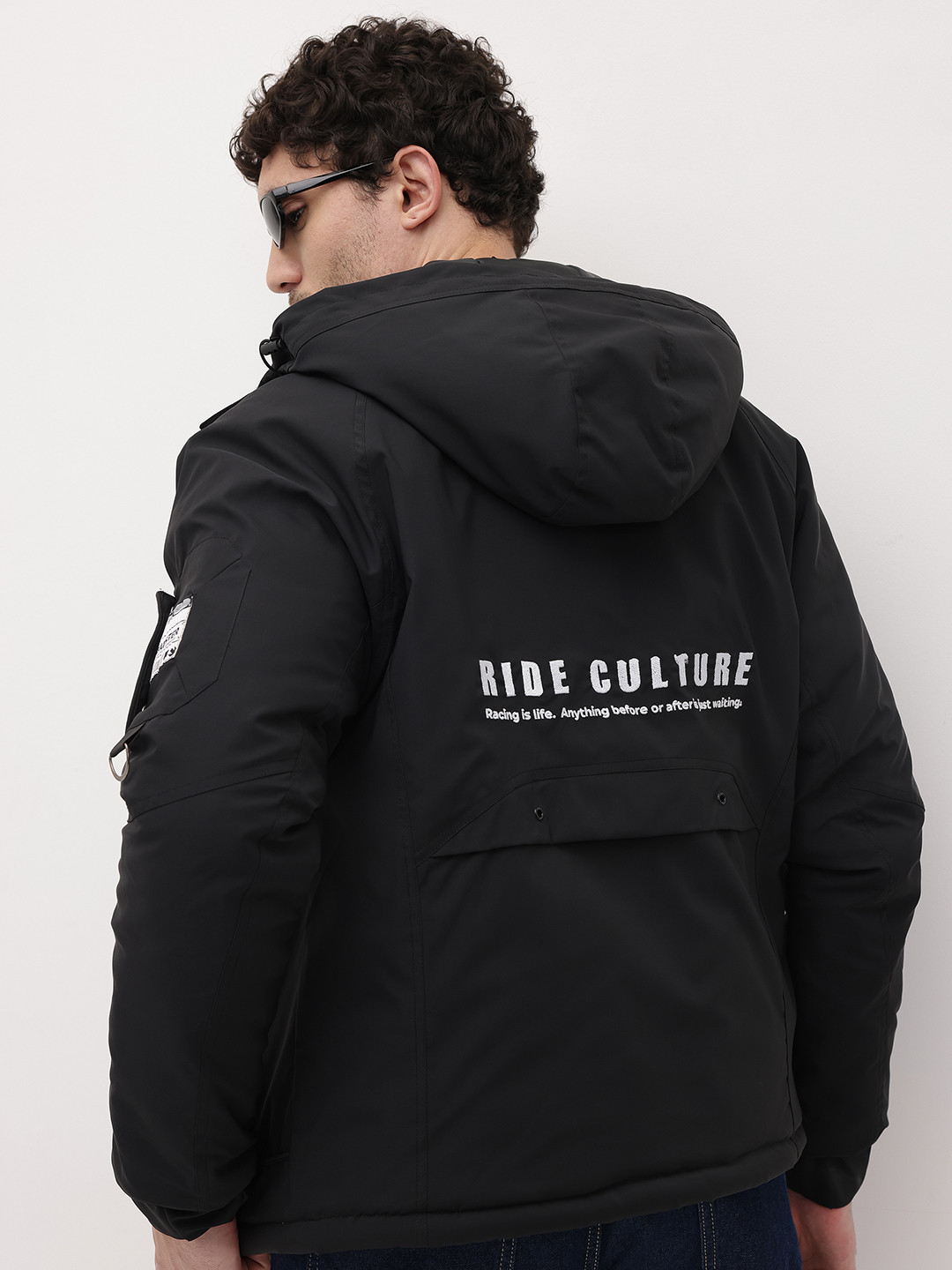 The Roadster Life Co. Typography Embroidered Hooded Padded Jacket