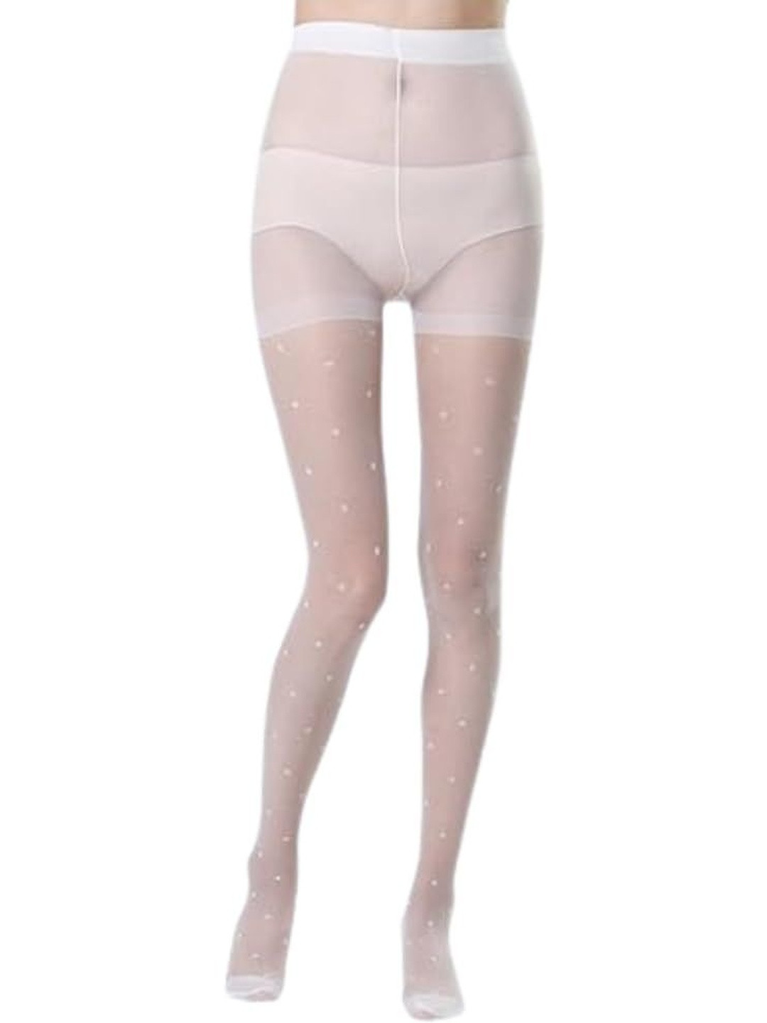 NESKA MODA Dotted High-Rise Sheer Stretchable Pantyhose Stockings