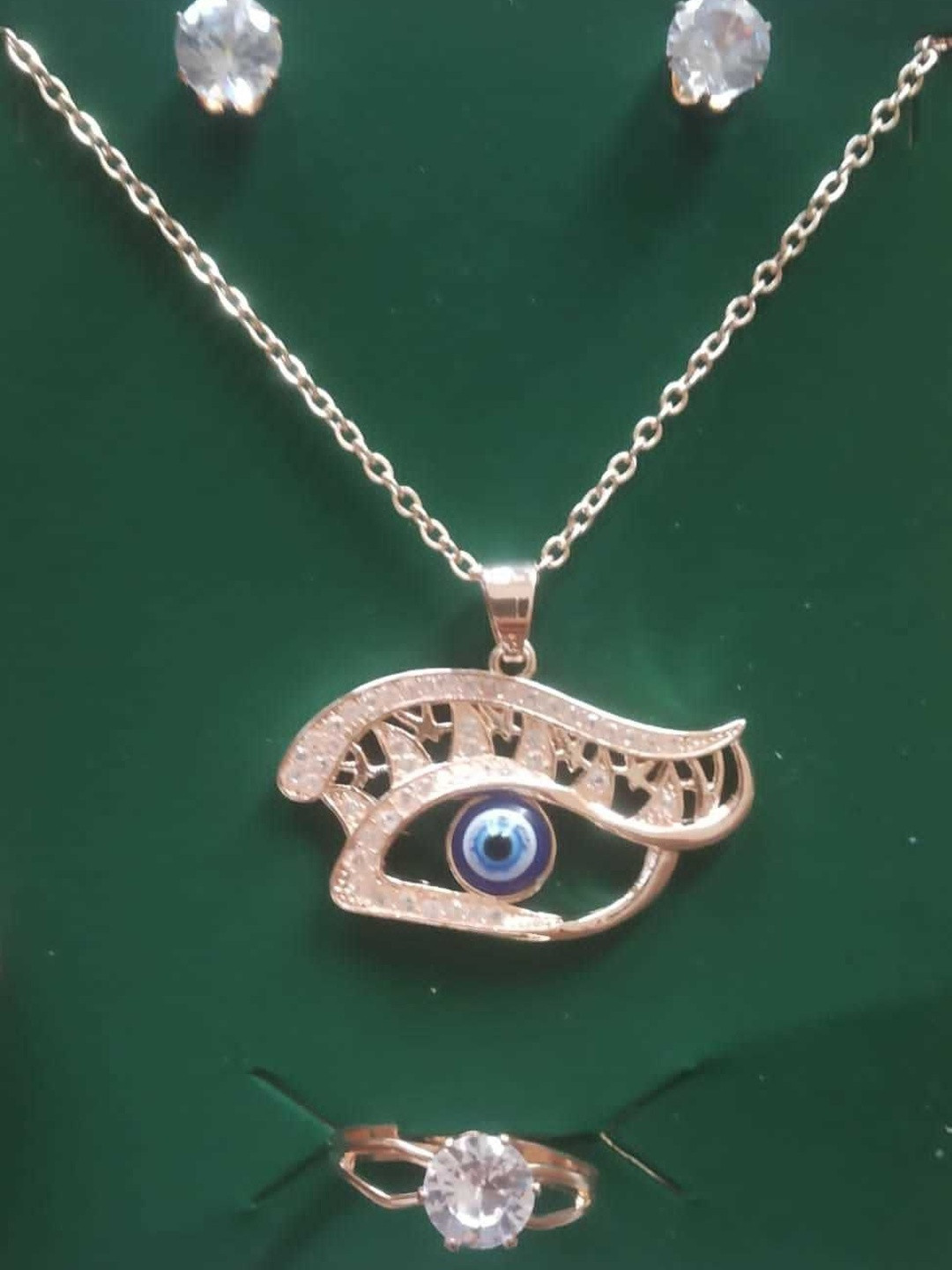 Tvasti Gold-Plated Stone-Studded Evil Eye Jewellery Set