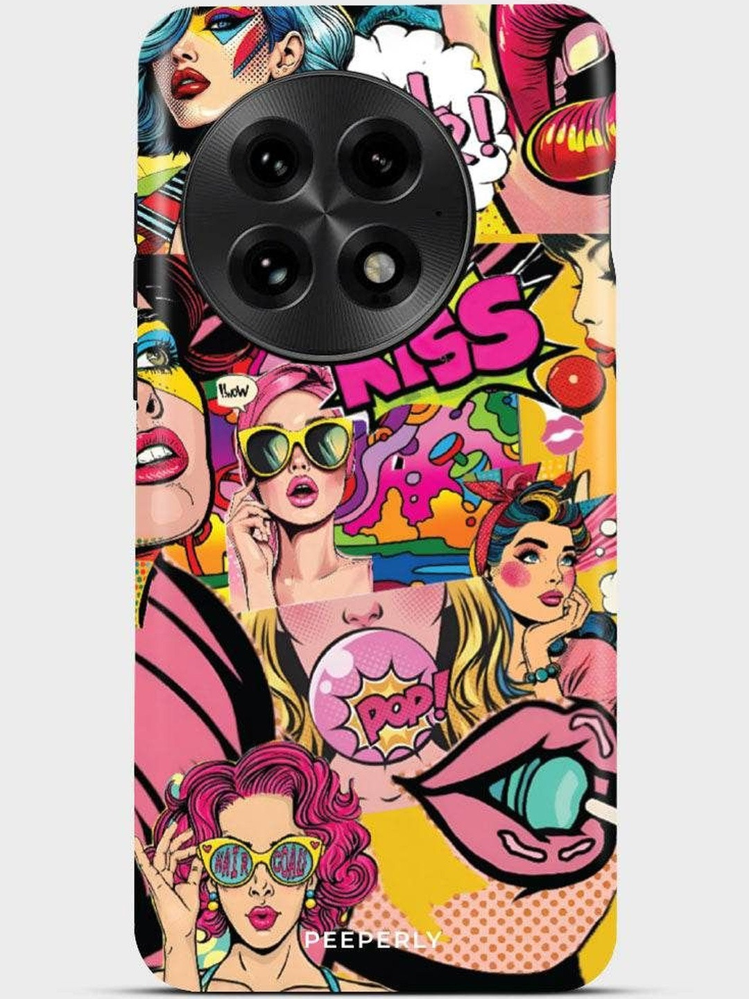 PEEPERLY Women Abstract Kiss Me Loud Printed Impact Resistant OnePlus 11 5G Back Case