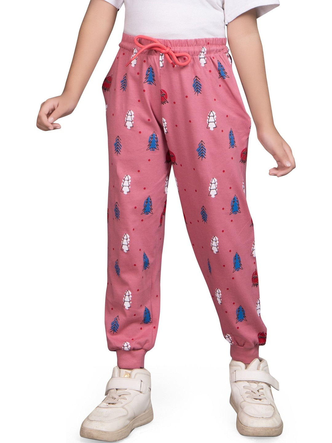 Little funky Girls Printed Mid Rise Pure Cotton Joggers Lounge Pant