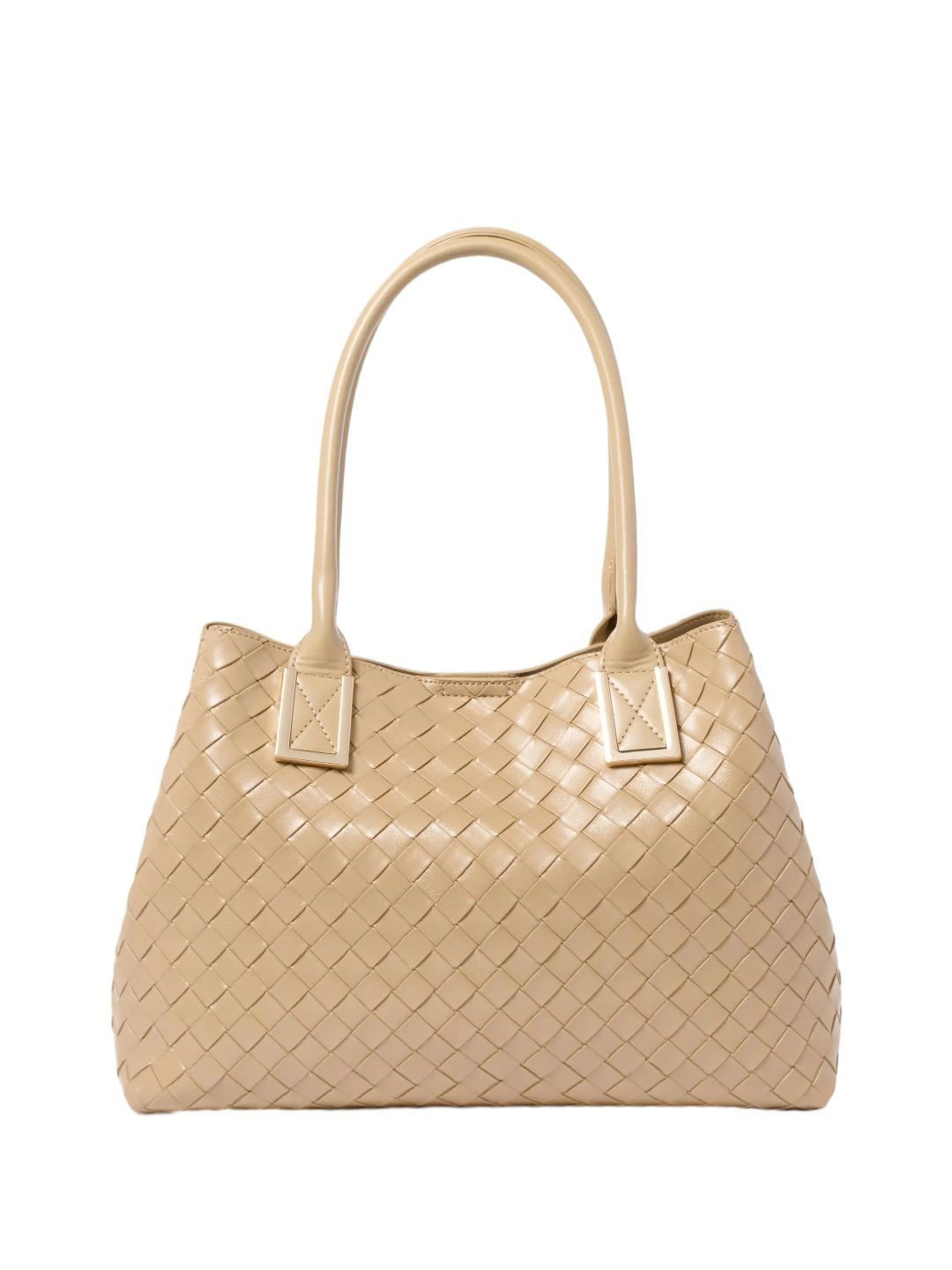 Forever New Checked PU Bucket Tote Bag with