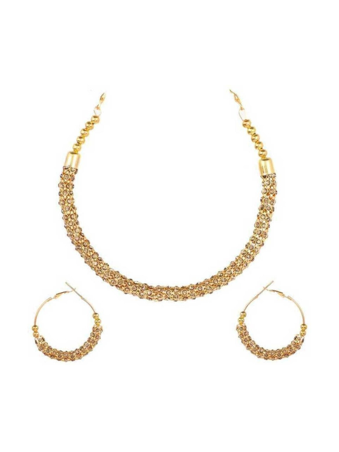 SNH EXPORT Gold-Plated Stone-Studded Jewellery Set