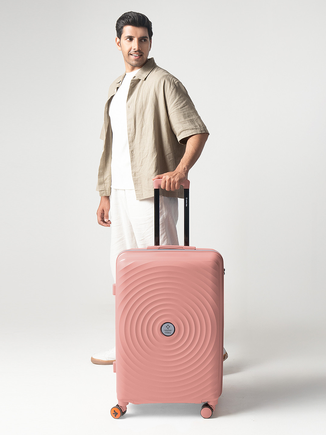 Nasher Miles Goa Hard-Sided Polypropylene Medium Peach Trolley Bag - 24 Inch (65 cm)