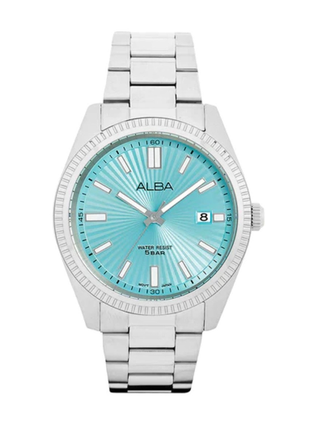 Alba Men Dial & Stainless Steel Bracelet Style Straps Analogue Date Aperture Watch AS9S71X1