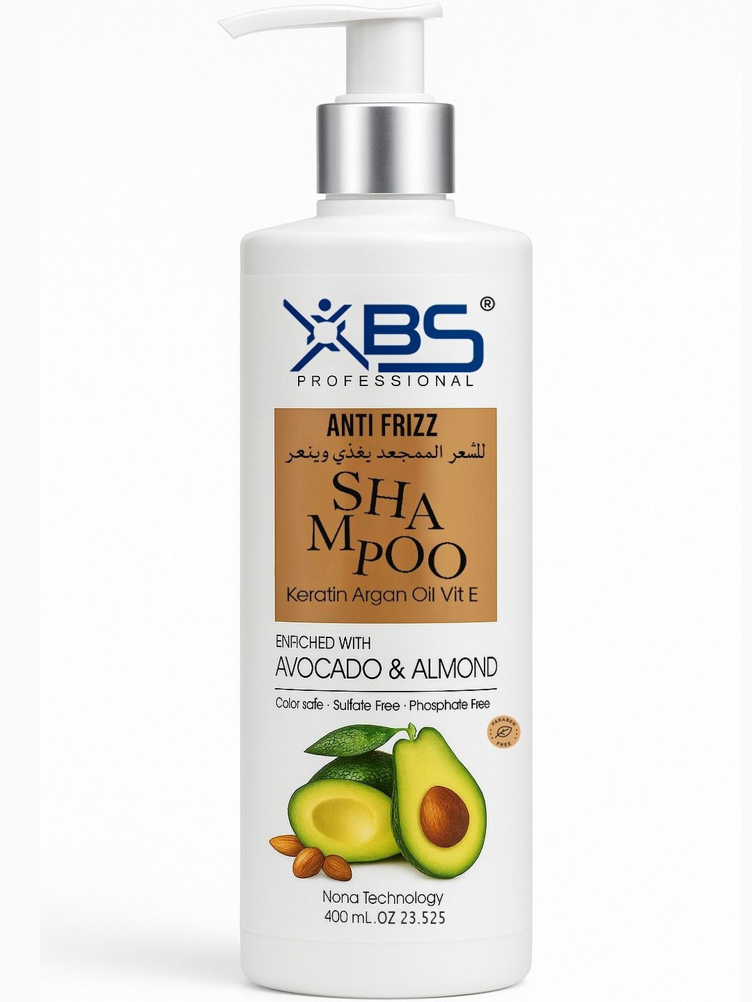 XBS Anti Frizz Avocado & Almond Shampoo- 400 ml
