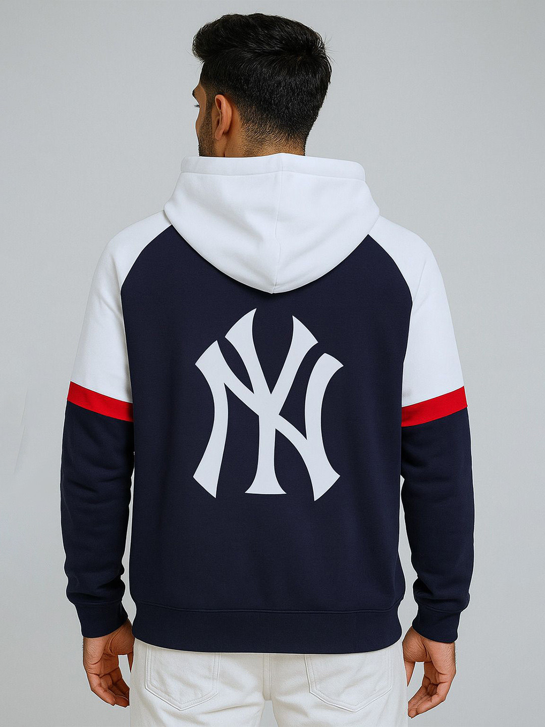 Try This Men New York Yankees Colourblocked Hoodie