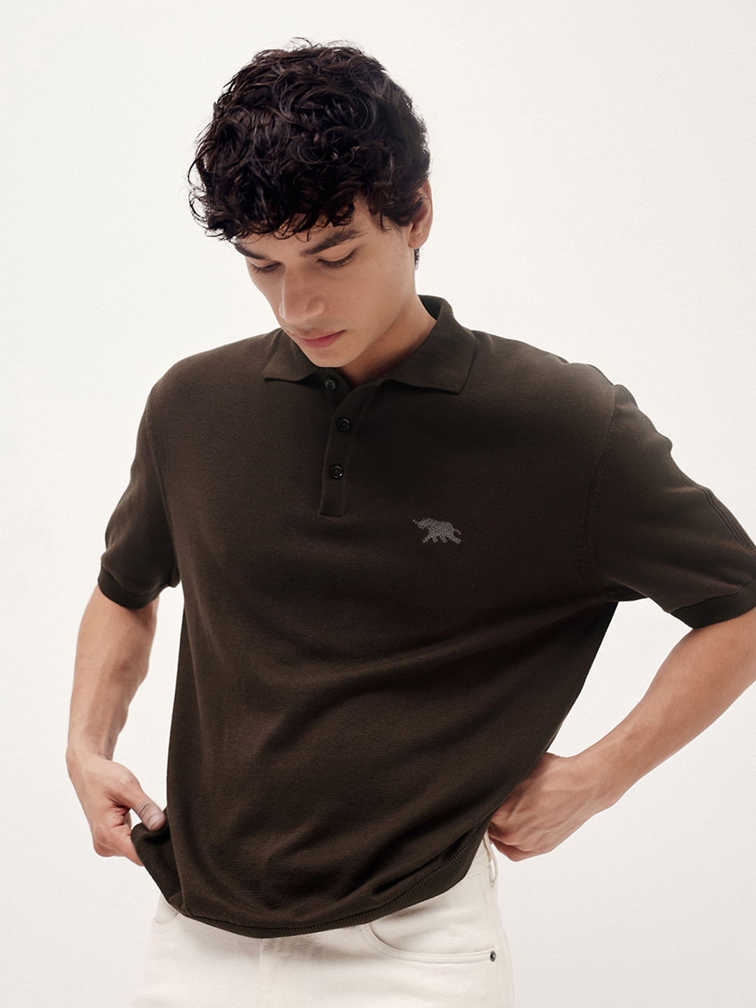 Andamen Men Casual Artwork Cotton Relaxed Fit Polo