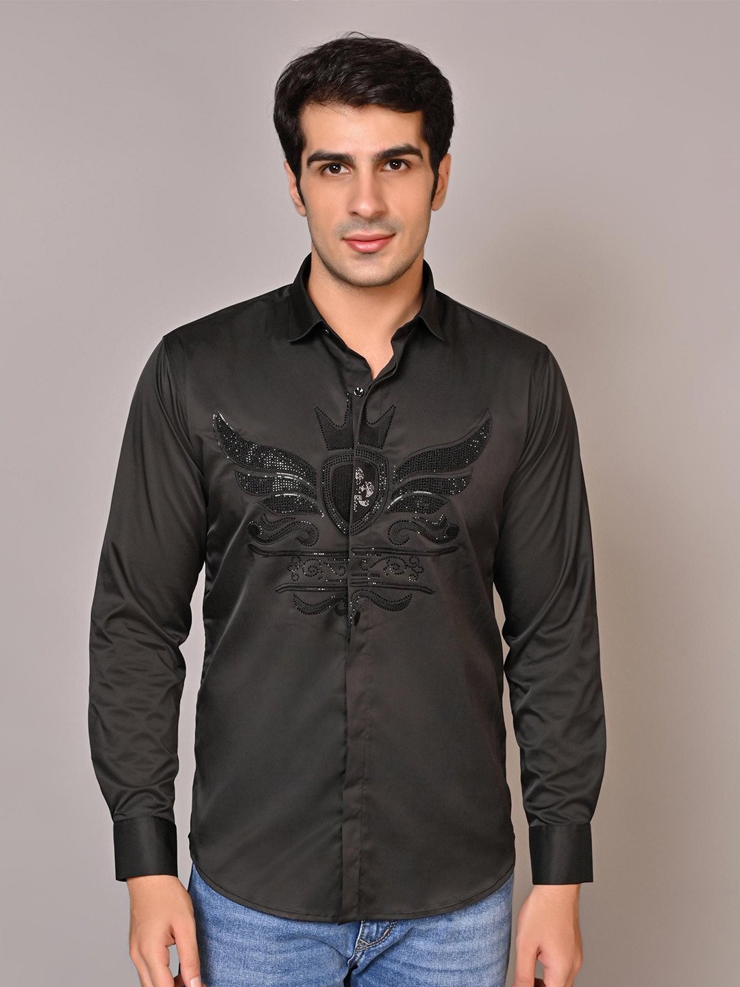 WHITE APPLE JNS Men Slim Fit Party Shirt