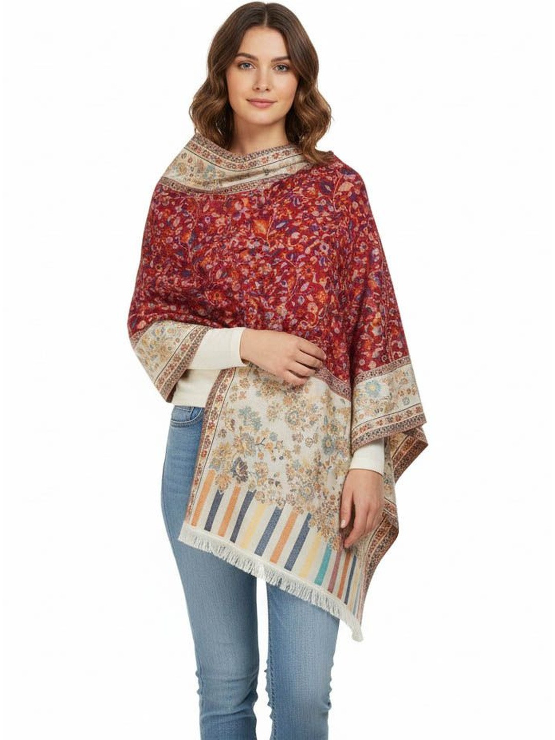 Vrinde Women Paisley Embroidered Pashmina Shawl