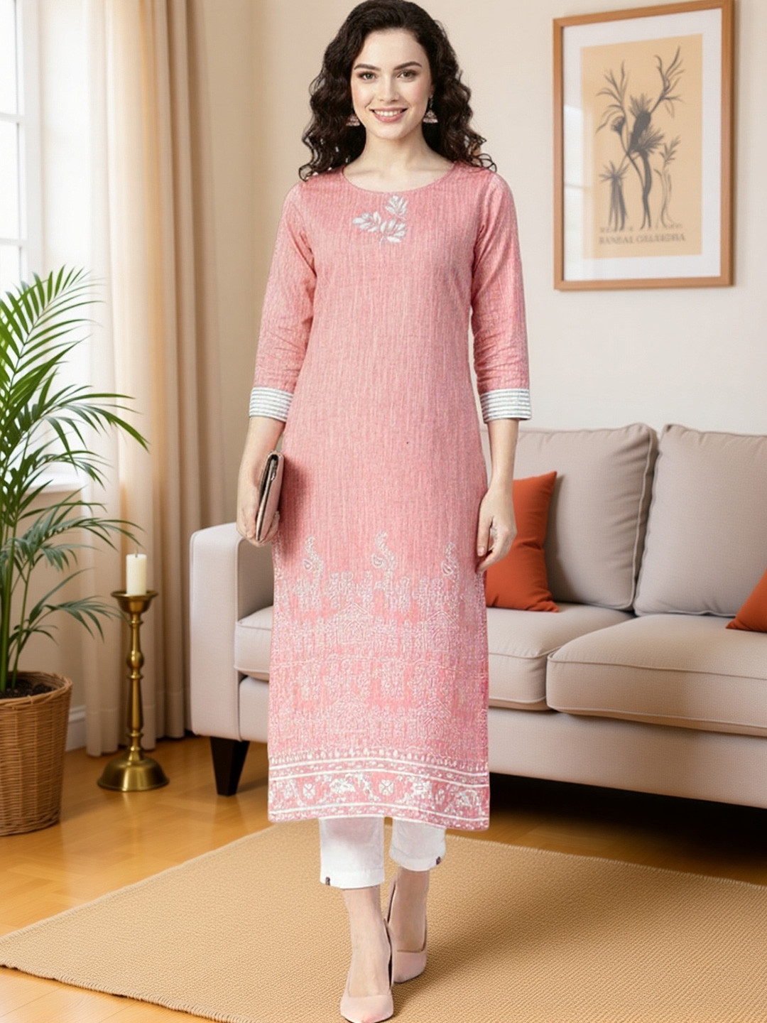 KYVO Women Checked Gotta Patti Kurta